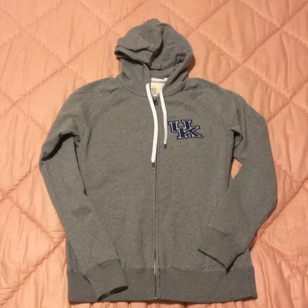 Gray UK Logo Hooded Jacket with Full Zip